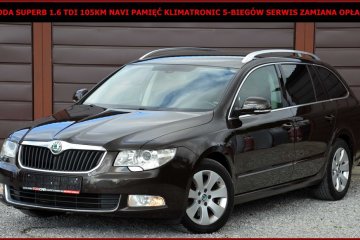 Skoda Superb 1.6 TDI 105KM Navi Elektryka Pamięć Klima Serwis Zamiana